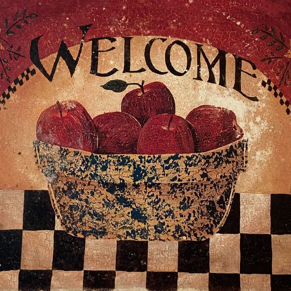 Welcome Coasters Bowl of Apples Ceramic Set 4 Cork Back Barware Kitchen Drinks - Picture 3 of 5